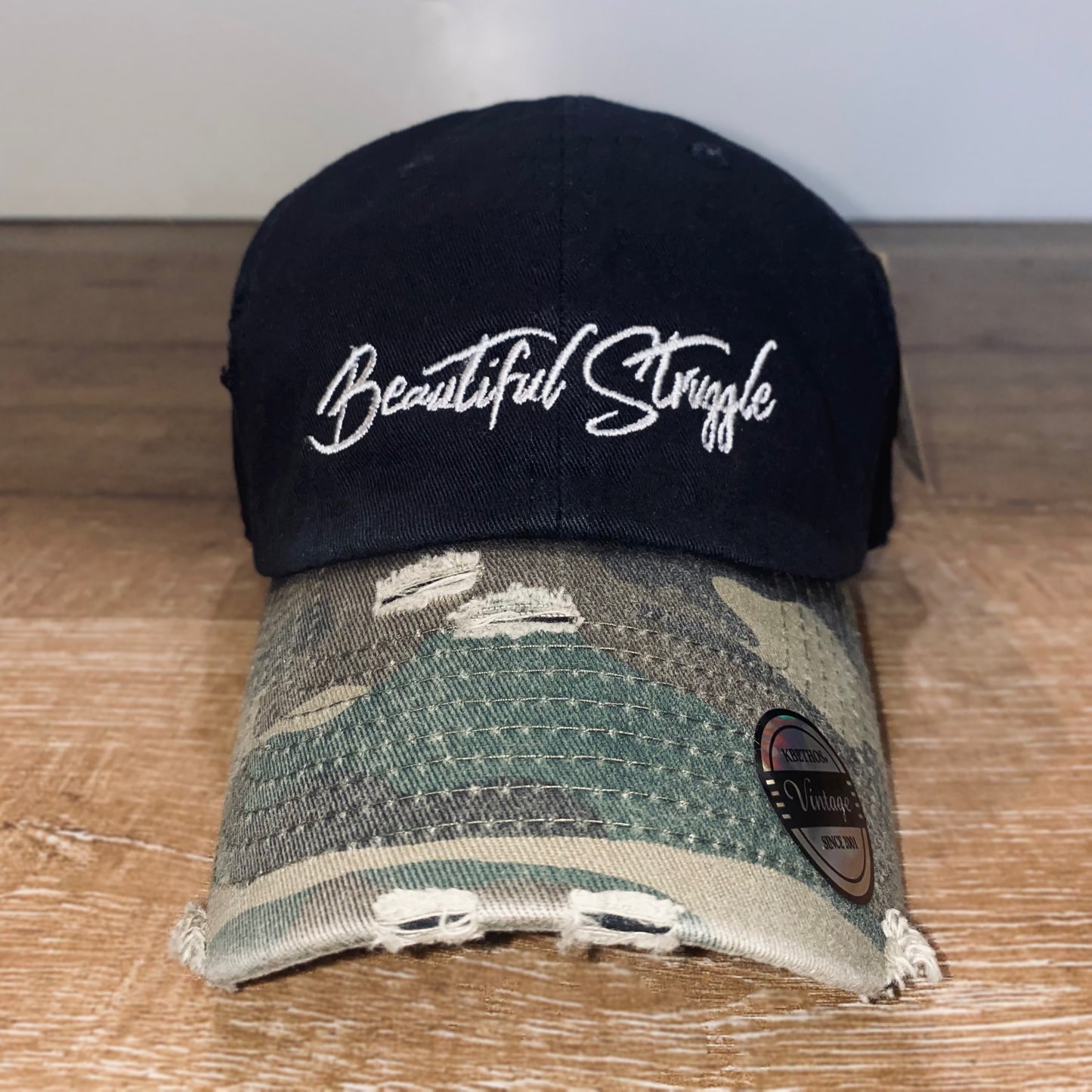 Beautiful Struggle Cap - Black & Green Camouflage