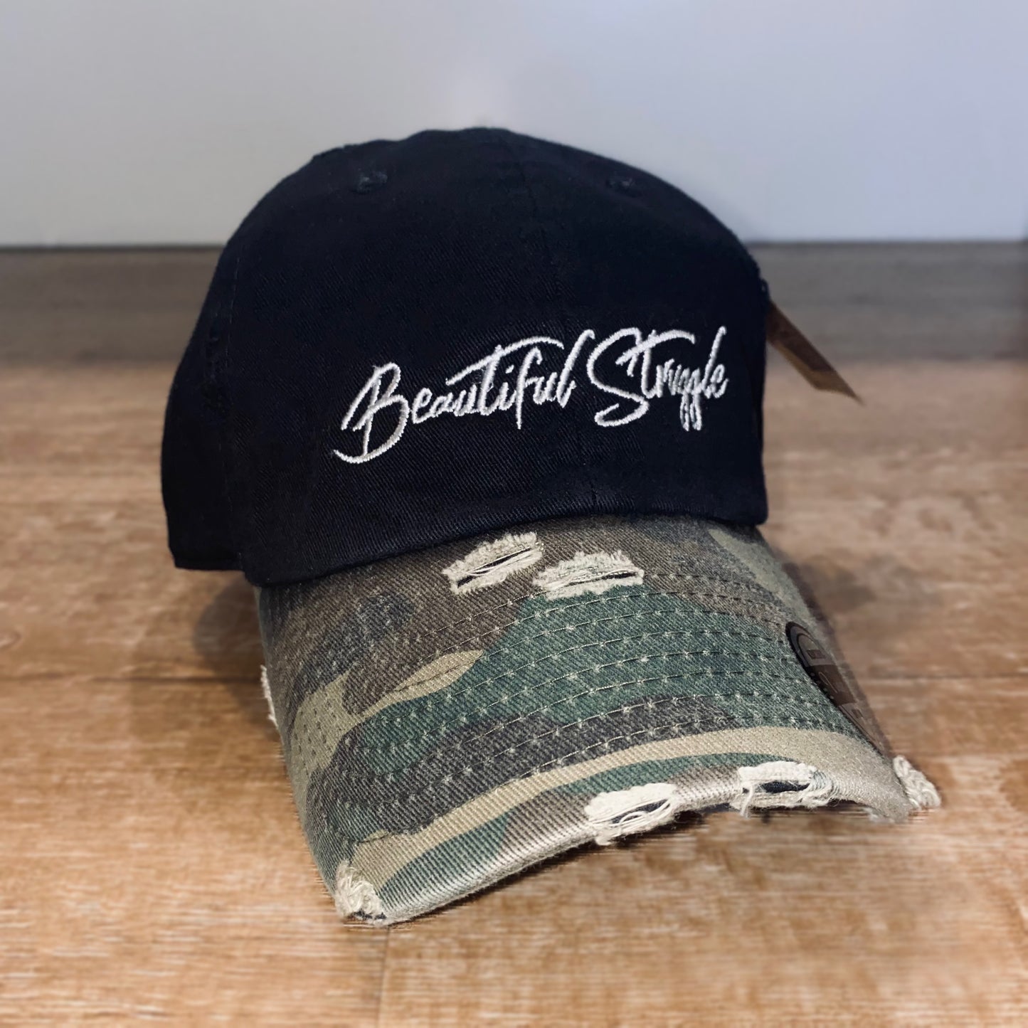 Beautiful Struggle Cap - Black & Green Camouflage